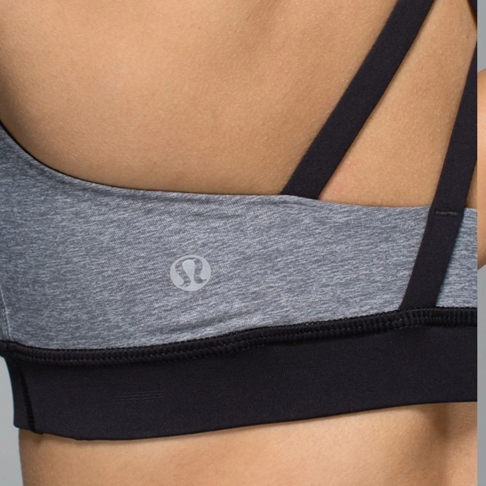 Lululemon Energy Strappy Sports Bra Heathered Gray Black